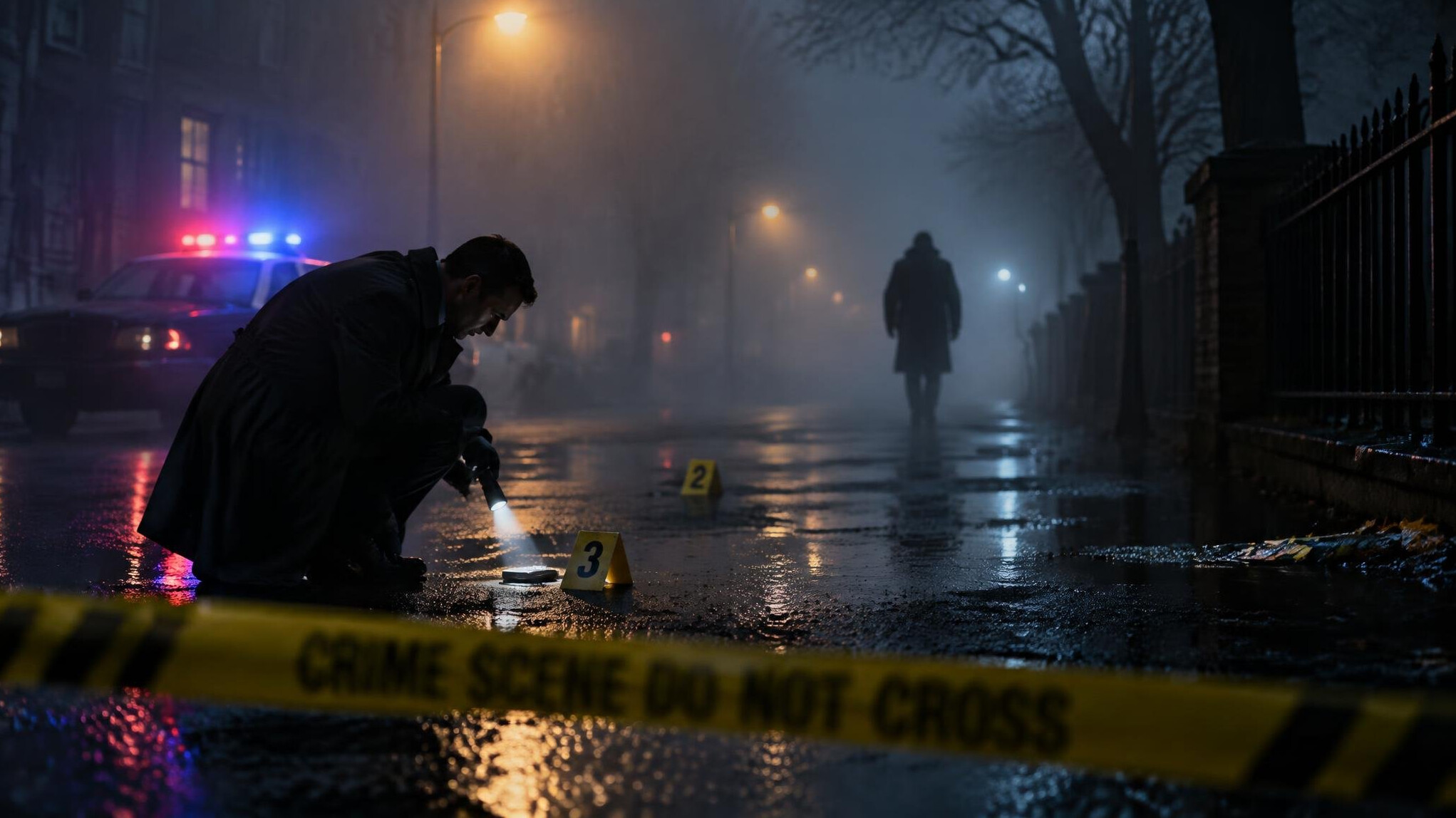 foggy night street